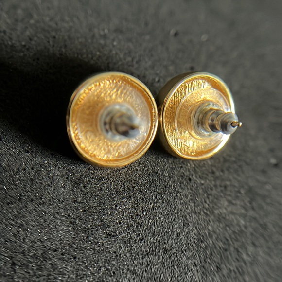 Vintage Faux Pearl Rhinestone Post Earrings - Picture 5 of 10